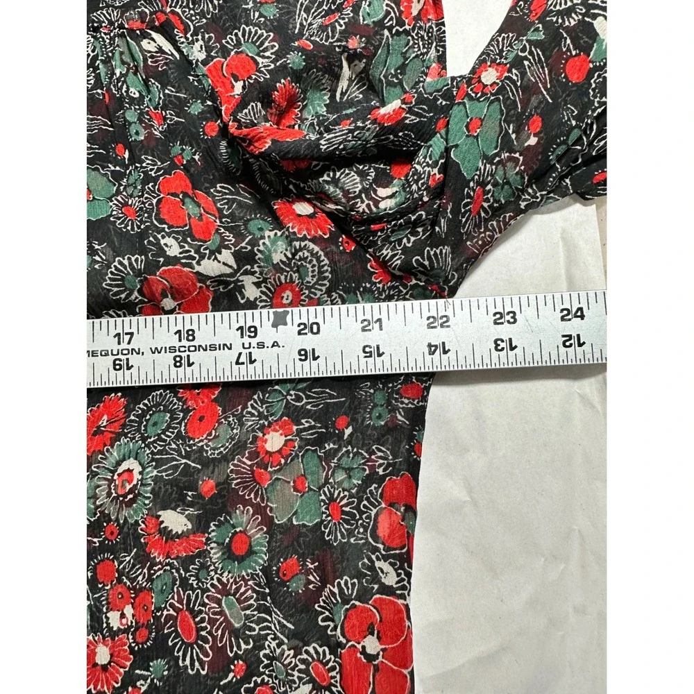 Veronica Beard Floral Print Cold Shoulder‎ Ruffle Sleeve Blouse Top size 10